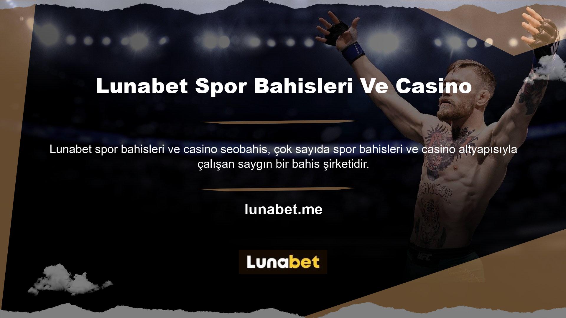 Bunlar, kullanıcıların en çok beğendiği Lunabet spor bahis sitelerini ve casinoları bulacağınız sitenin ana bölümleridir